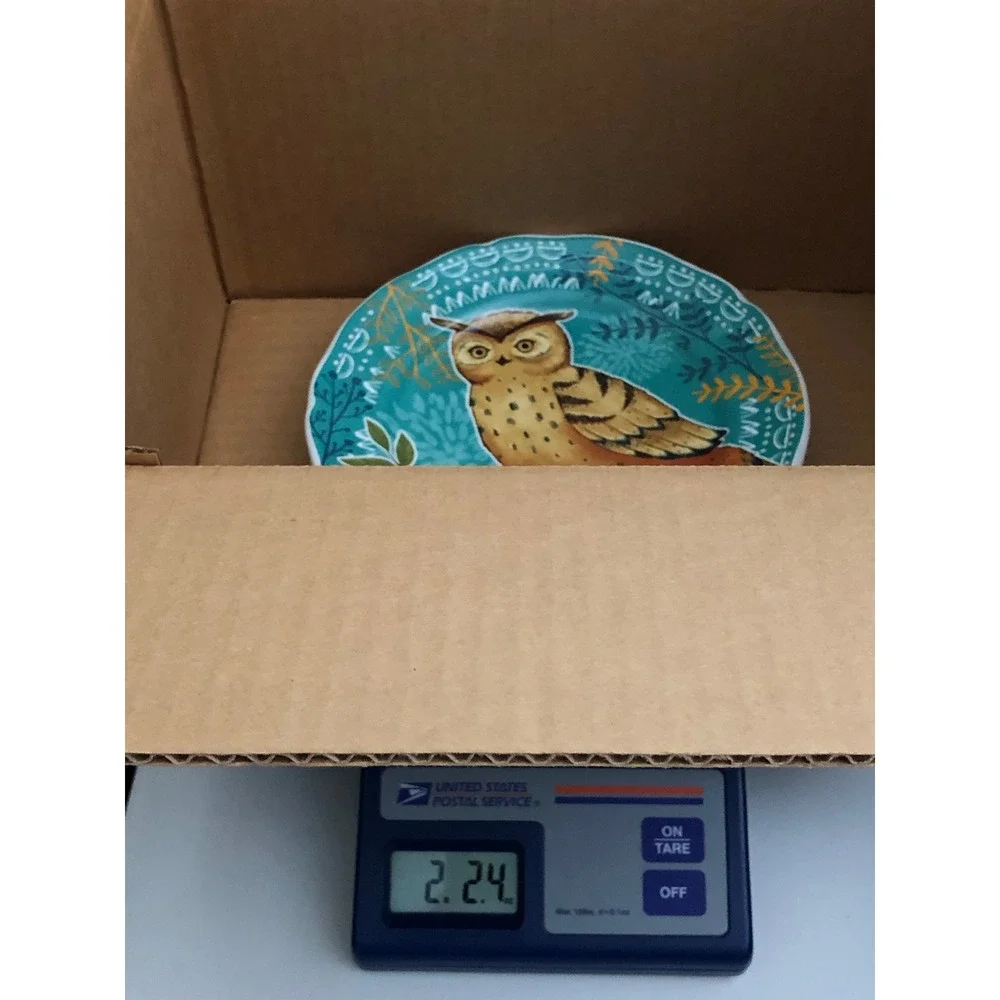 Pier 1 Imports Autumn Splendor Critters Owl Squirrel Salad Plates Set of 2 Teal